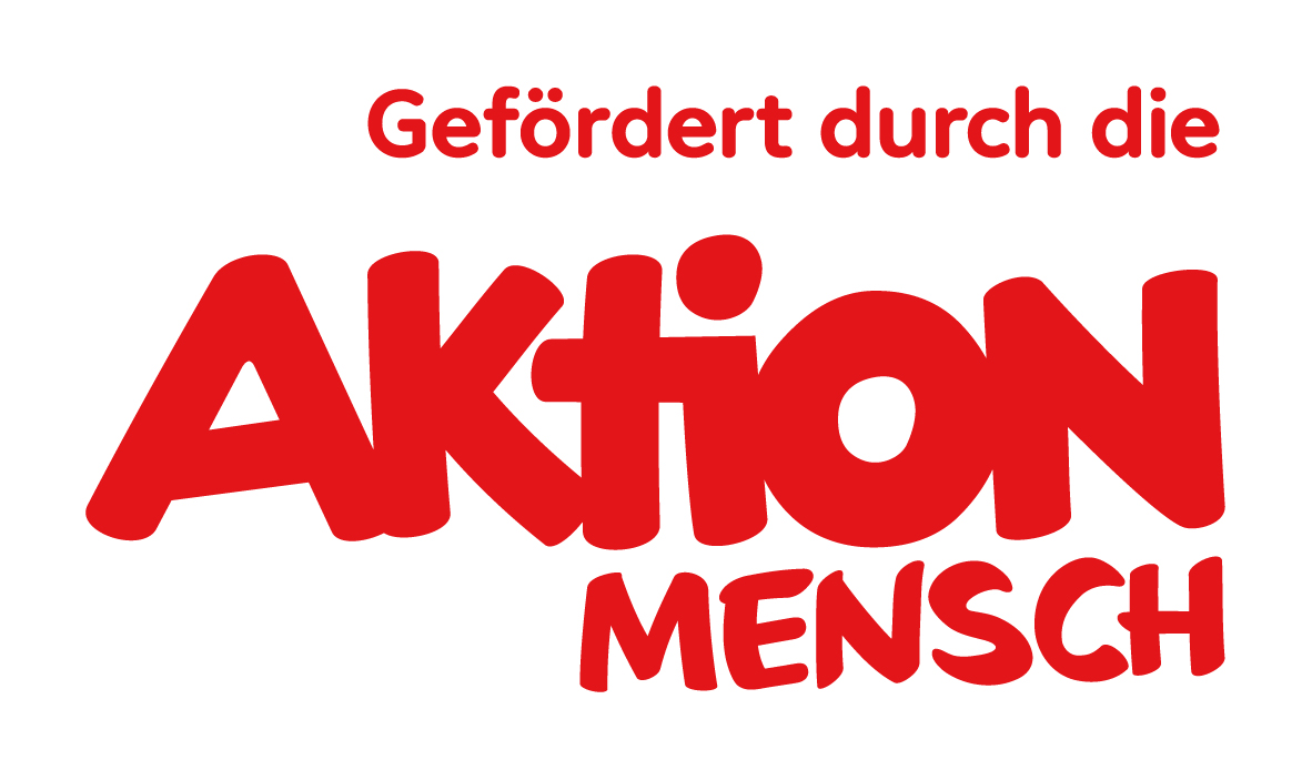 Das Logo der Aktion Mensch in Rot auf weißem Grund. Dort steht 